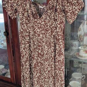 NWOT BE COOL Brown and Cream Floral Midi Dress